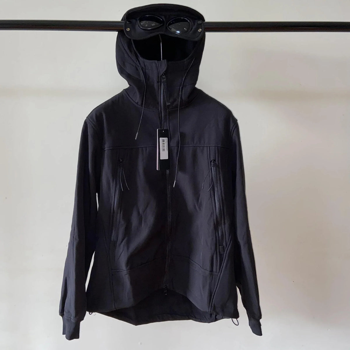 Kapuzenjacke mit Reißverschluss und integrierter Brille - Schwarz