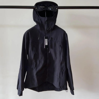 Kapuzenjacke mit Reißverschluss und integrierter Brille - Schwarz