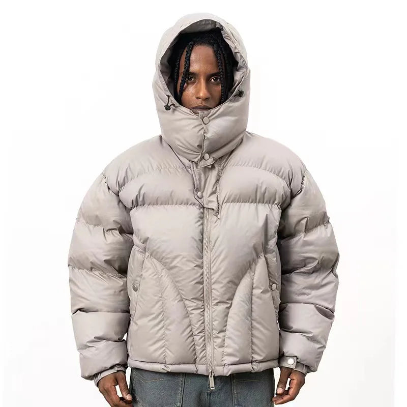 Men's Hooded Puffer Jacket, Cropped Cut