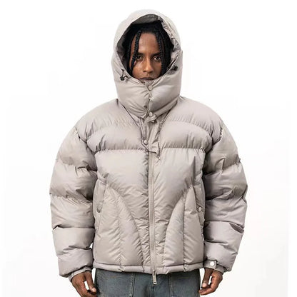 Men's Hooded Puffer Jacket, Cropped Cut