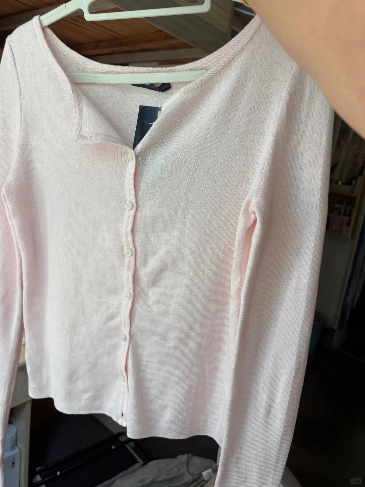 Damen Strick-Cardigan mit Knopfleiste, Rosa, Langarm