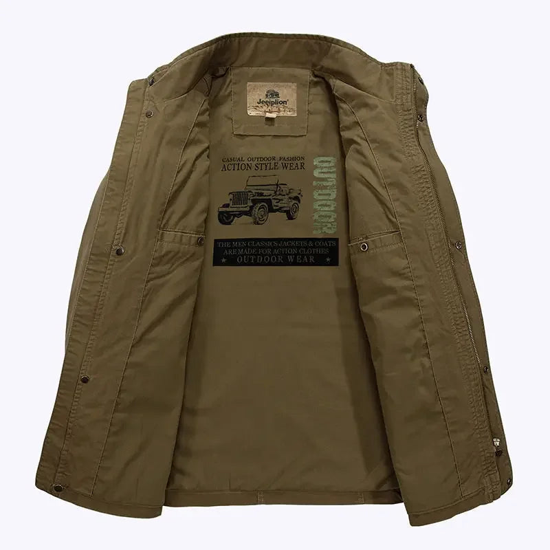 Men's casual jacket with stand-up collar and multiple pockets – casual, mid-length, ideal for everyday and outdoor use