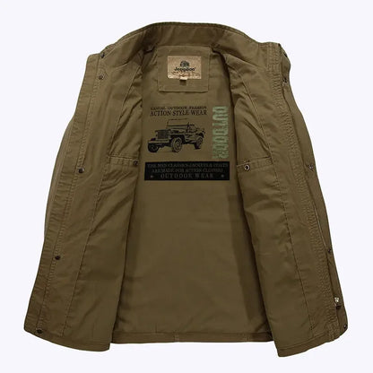 Men's casual jacket with stand-up collar and multiple pockets – casual, mid-length, ideal for everyday and outdoor use