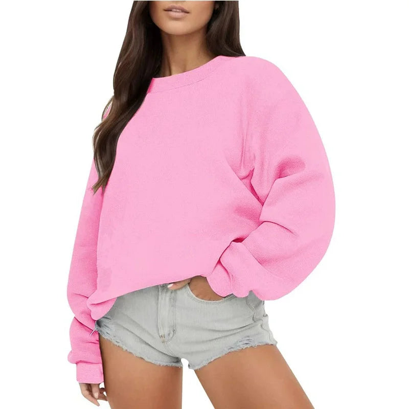 Women's Oversized Crew-Neck Long-Sleeve Sweatshirt