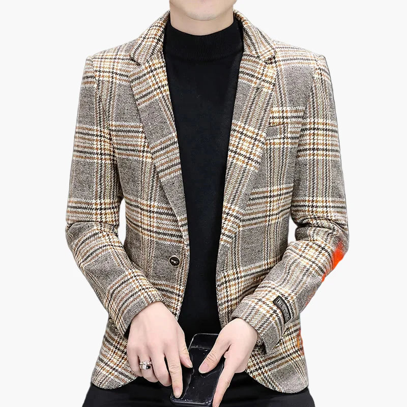 Men's Modern Checked Blazer – Elegant Business & Casual Blazer