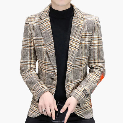 Men's Modern Checked Blazer – Elegant Business & Casual Blazer