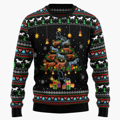 Herren & Damen Lustiger Pferdekopf Ugly Christmas Pullover – Weihnachtsfeier Strickpulli