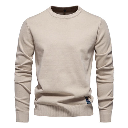 Herren Pullover Rundhals Langarm Strickpullover Einfarbig