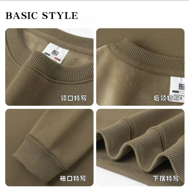 Unisex Langarm Sweatshirt gefüttert Rundhals einfarbig