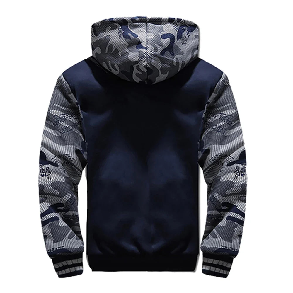 Lined men's hoodie jacket with zip closure and pockets