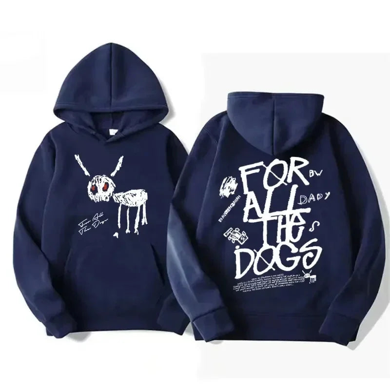 Hoodie mit Kapuze & Print vorne und hinten, Kängurutasche
