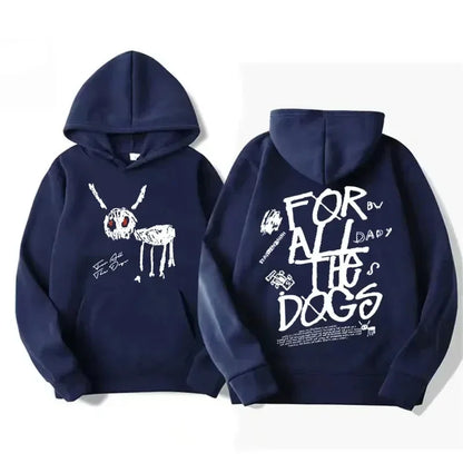 Hoodie mit Kapuze & Print vorne und hinten, Kängurutasche