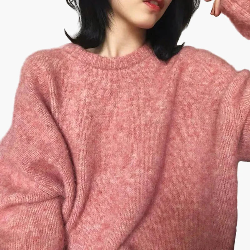 Damen Oversize Strickpullover im Retro-Stil für Herbst und Winter – Modischer Alltagspullover mit lockerer Passform