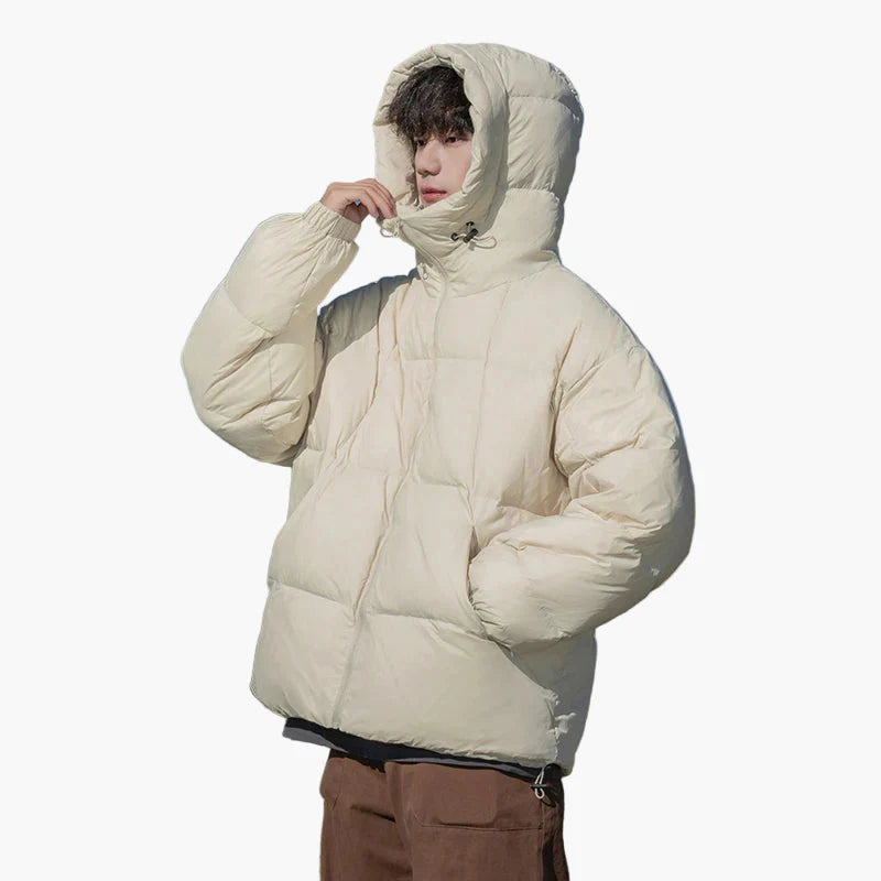 Herren Oversized Winter Steppjacke mit Kapuze – Lässiger Streetwear Look für kalte Tage