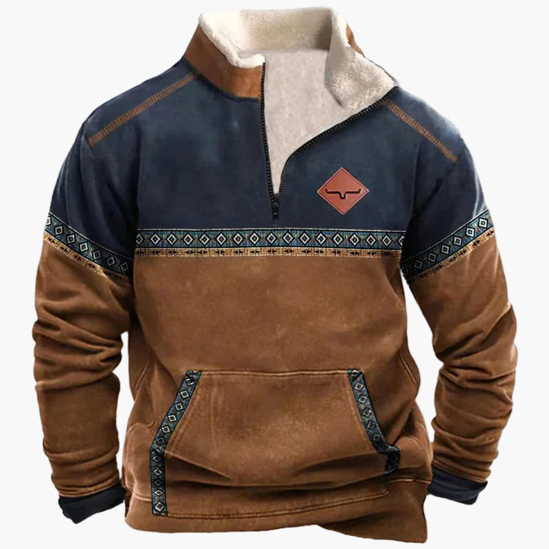 Men's Wild West Vintage Outdoor Sweatshirt – Casual Pullover in Western Style