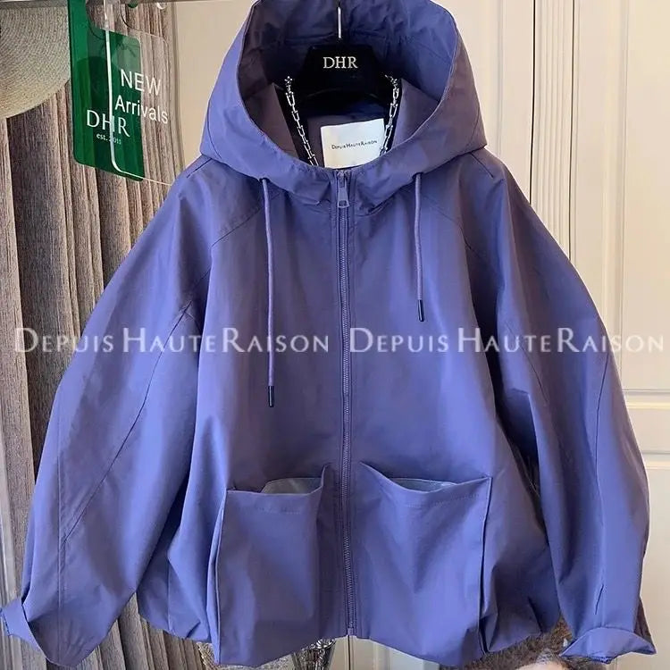 Damen Übergangsjacke mit Kapuze und Reißverschluss