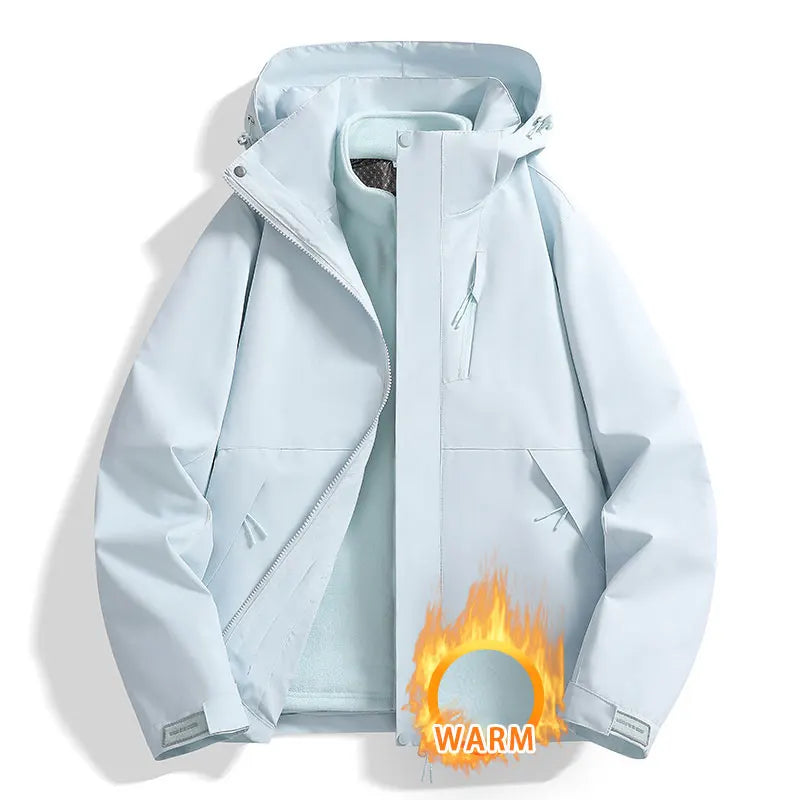 3-in-1 Outdoorjacke mit Kapuze für Herren winddicht wasserabweisend mit Fleece-Innenfutter