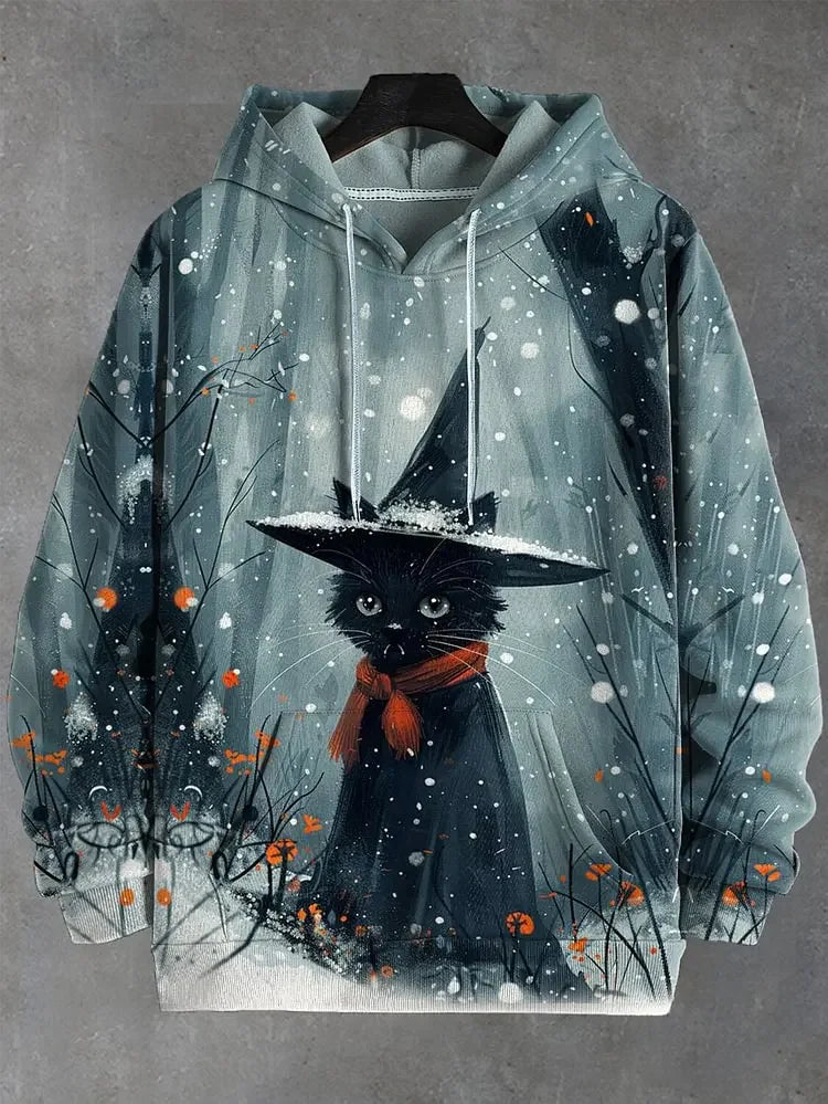 Hoodie with cat print and kangaroo pocket – Various designs