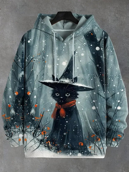 Hoodie with cat print and kangaroo pocket – Various designs