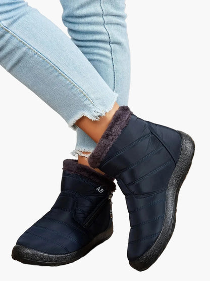 Women's winter boots with warm lining and zipper – Comfortable, non-slip outdoor shoes for cold days