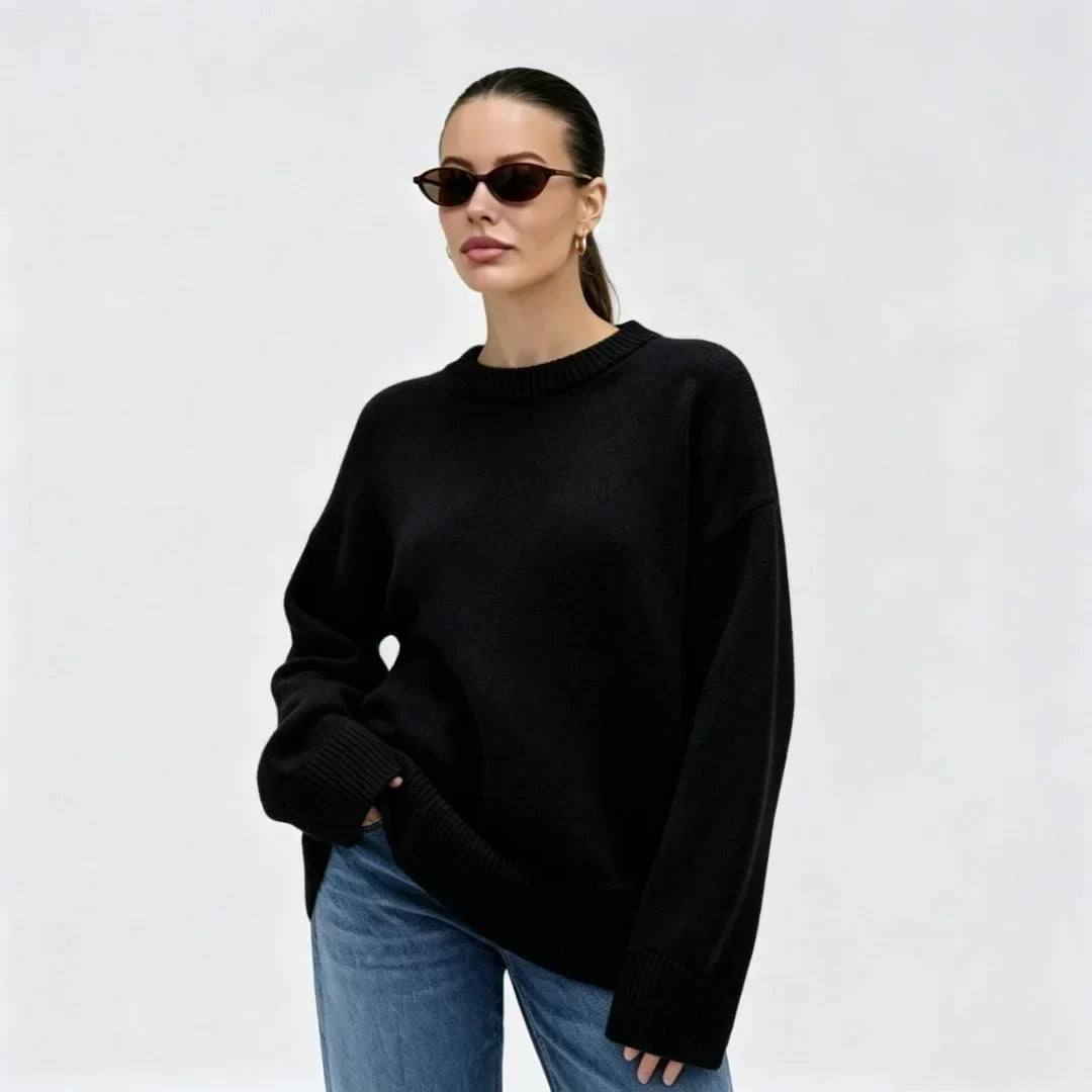 Women's Oversized Loose-Fit Crew-Neck Knit Sweater