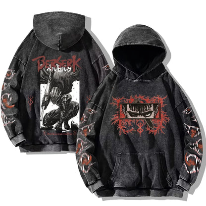 Oversized washed unisex hoodie with graphic print