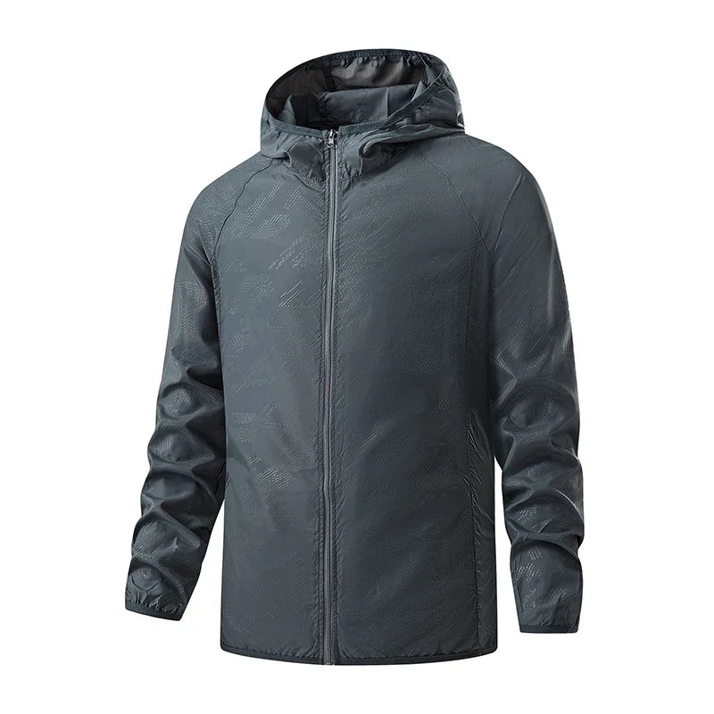 Lightweight hooded windbreaker jacket with zipper