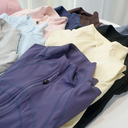 Damen Sportjacke mit Reißverschluss Stehkragen Slim Fit