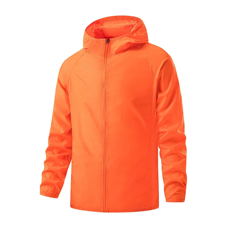 Lightweight hooded windbreaker jacket with zipper