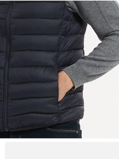 Unisex quilted vest, lightweight padded vest with stand-up collar