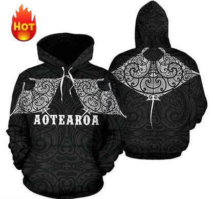 Unisex Hoodie with Hood, Tribal Turtle Pattern