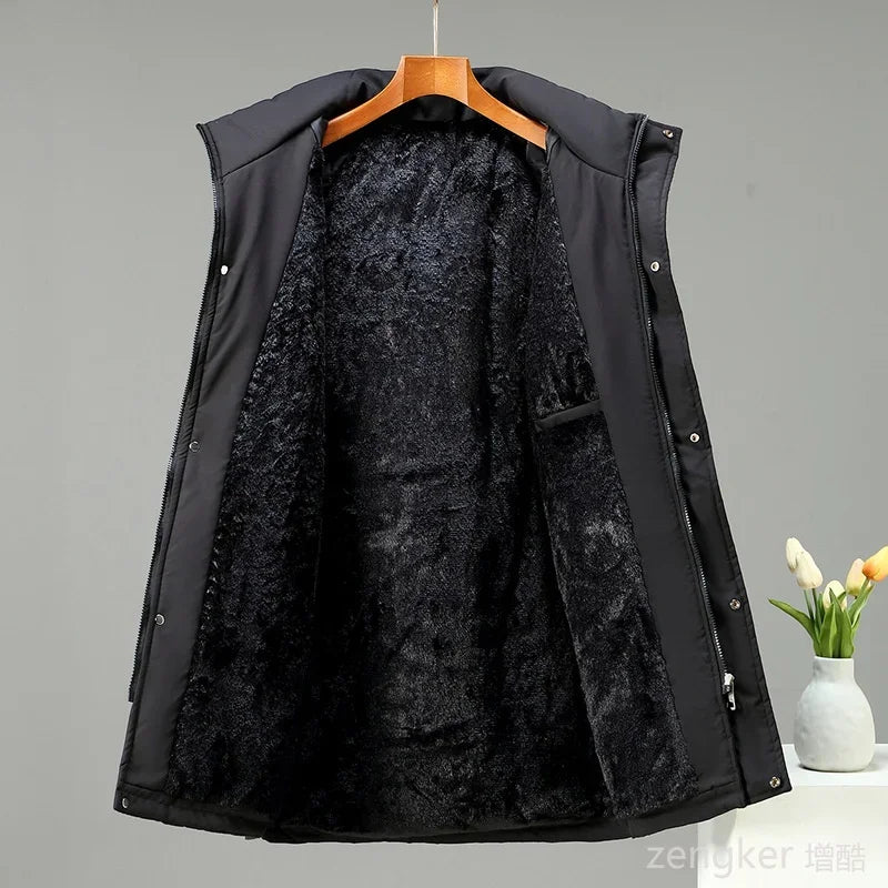 Herren Winterparka mit Kapuze - Lang, Schwarz