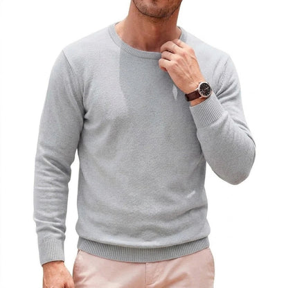 Herren Rundhals Pullover Basic Strickpullover Langarm Feinstrick