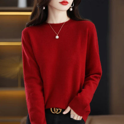 Damen Pullover Rundhals Langarm Feinstrick