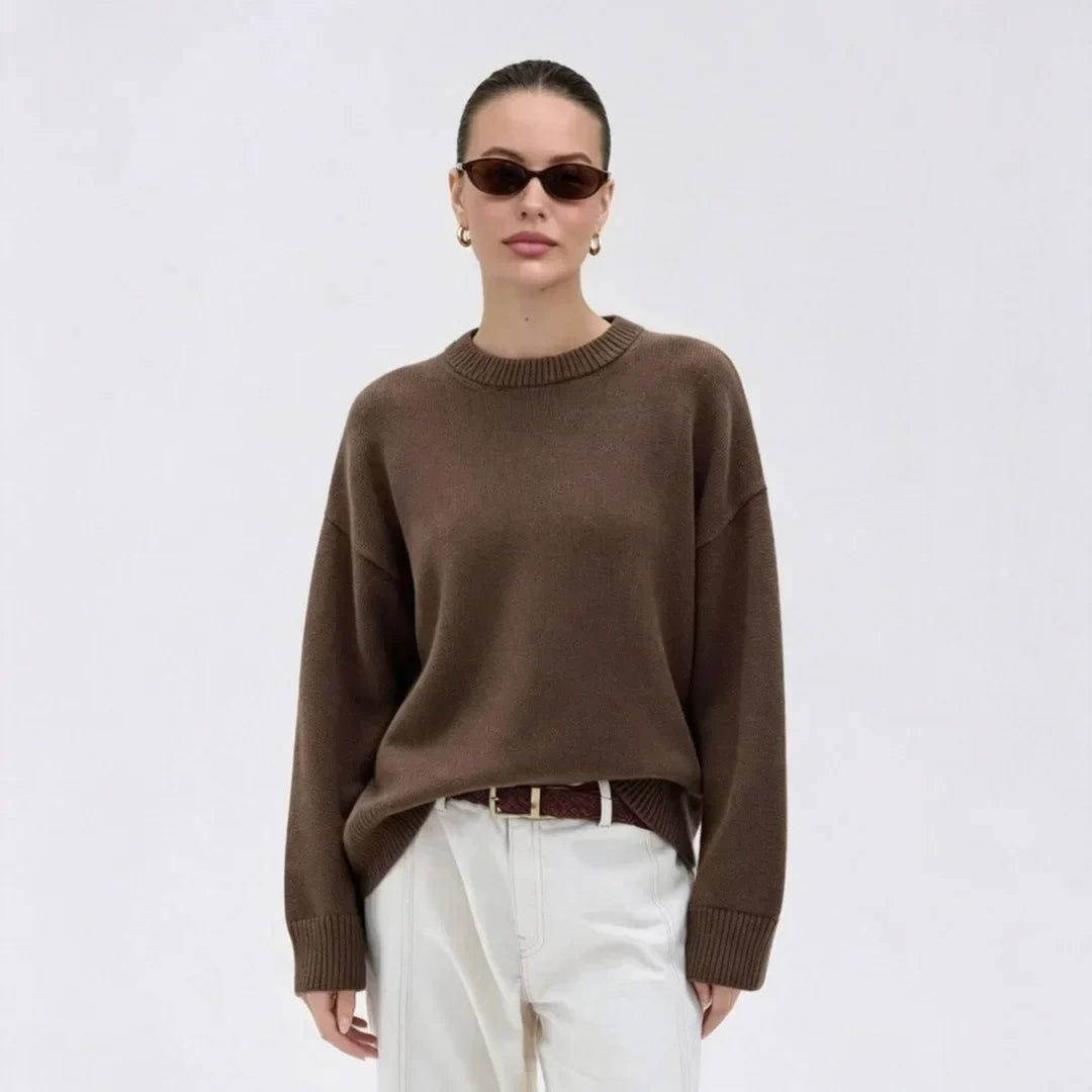 Women's Oversized Loose-Fit Crew-Neck Knit Sweater