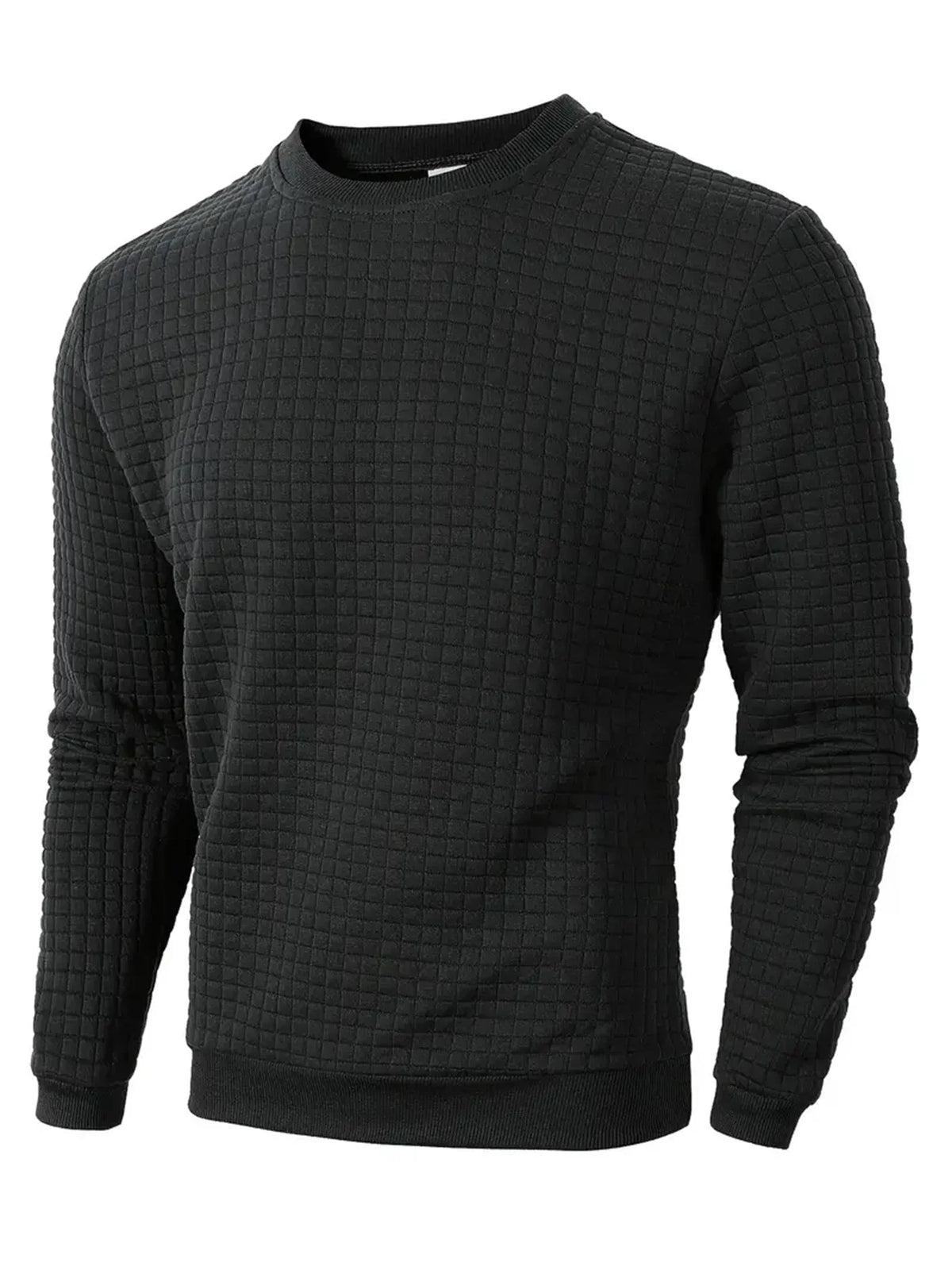 Herren Sweatshirt mit Rautenmuster Langarm Rundhals