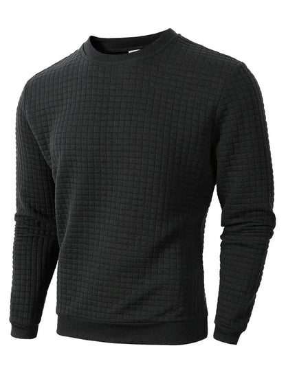 Herren Sweatshirt mit Rautenmuster Langarm Rundhals