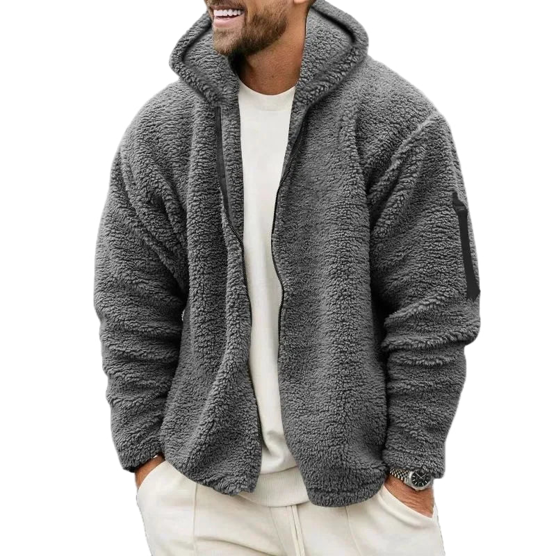 Men's Teddy Fleece Hoodie – Sporty Casual Look, Ideal for Autumn and Winter