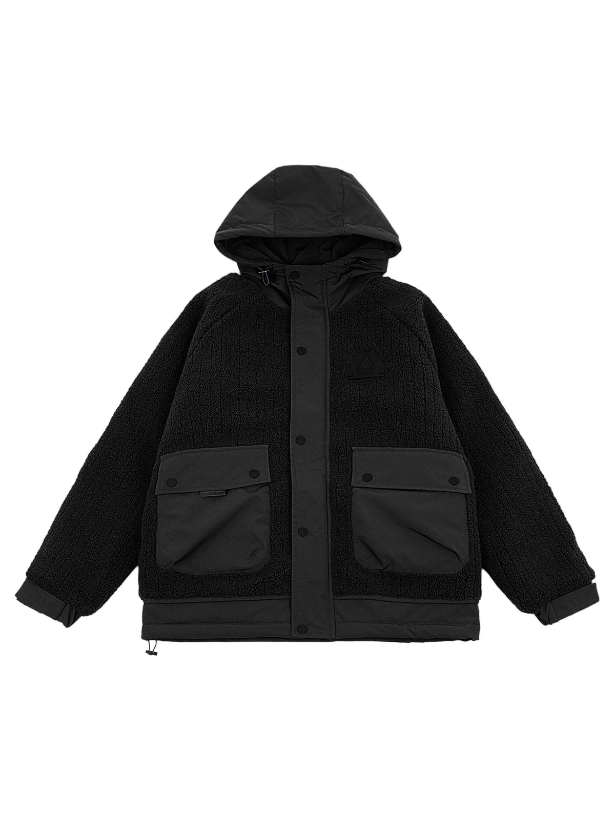 Unisex Winterjacke mit Kapuze Teddy-Fleece und aufgesetzten Taschen