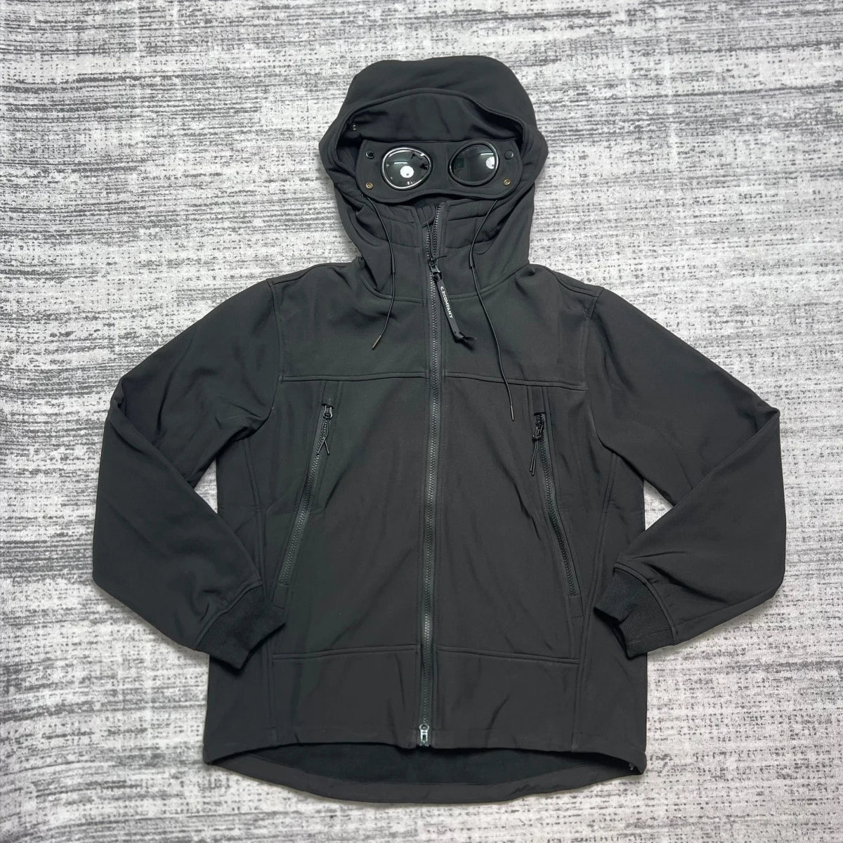 Kapuzenjacke mit Reißverschluss und integrierter Brille - Schwarz