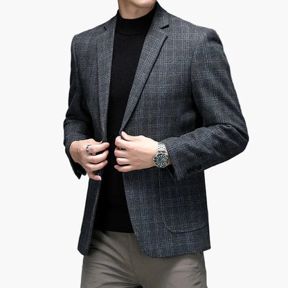 Men's Business Casual Blazer – Modern Checked Look for Office and Everyday Use