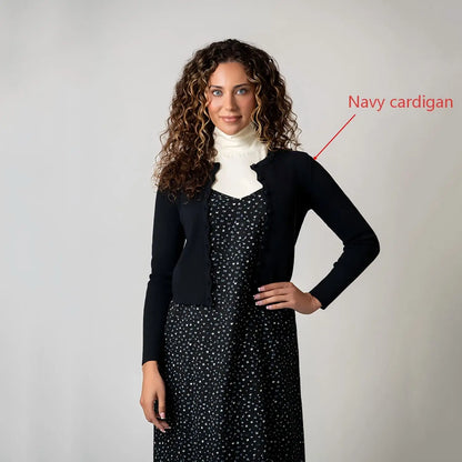 Damen Cardigan Kurz Strickjacke Rundhals Knopfleiste