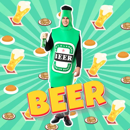 Bierflaschen-Kostüm Erwachsenen-Größe Grün & Gelb