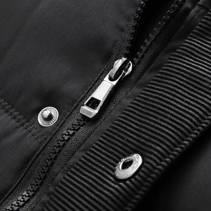 Men's hooded winter jacket, lined quilted jacket with zipper & buttons