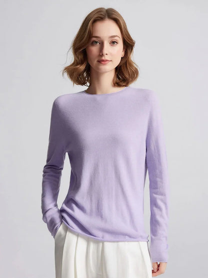 Women's Basic Fine-Knit Crew-Neck Long-Sleeve Sweater