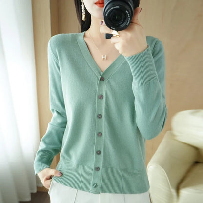 Damen Strick-Cardigan mit V-Ausschnitt und Knopfleiste
