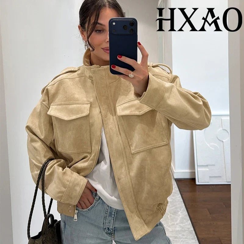 Übergangsjacke mit Stehkragen und Brusttaschen für Damen