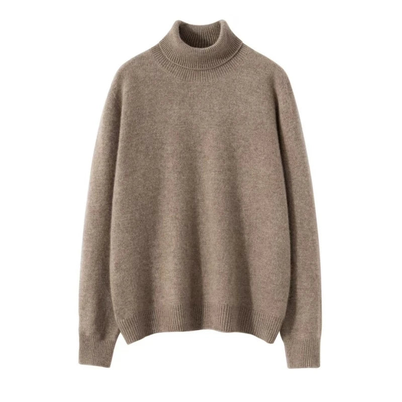 Women's long-sleeved turtleneck knitted sweater, warm, solid color
