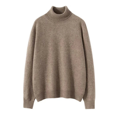 Women's long-sleeved turtleneck knitted sweater, warm, solid color