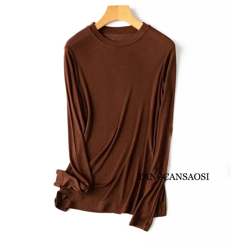 Women's Crew Neck Turtleneck Basic Slim-Fit Long-Sleeve Top
